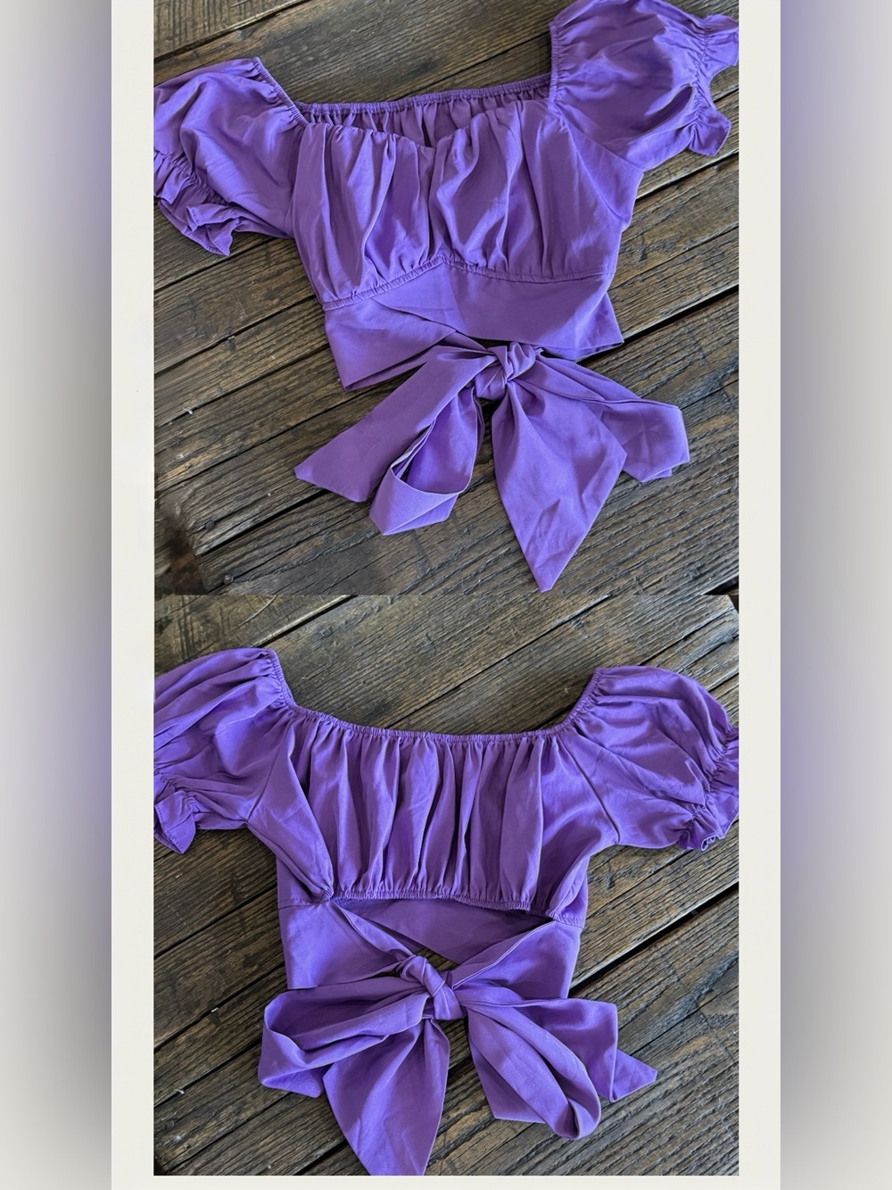 Purple Tie-Back Summer Crop Top - College Game Day Spirit - Size Small
